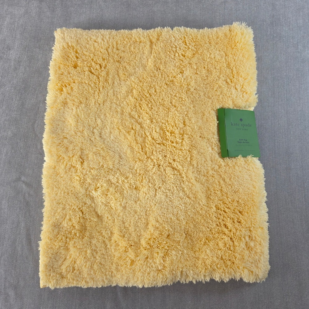 NWT Kate Spade Bath Rug 20x32 Yellow Shaggy Plush Anti-Skid‎ Mat